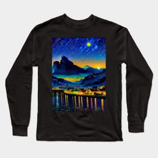 Mountain Village Landscape Long Sleeve T-Shirt